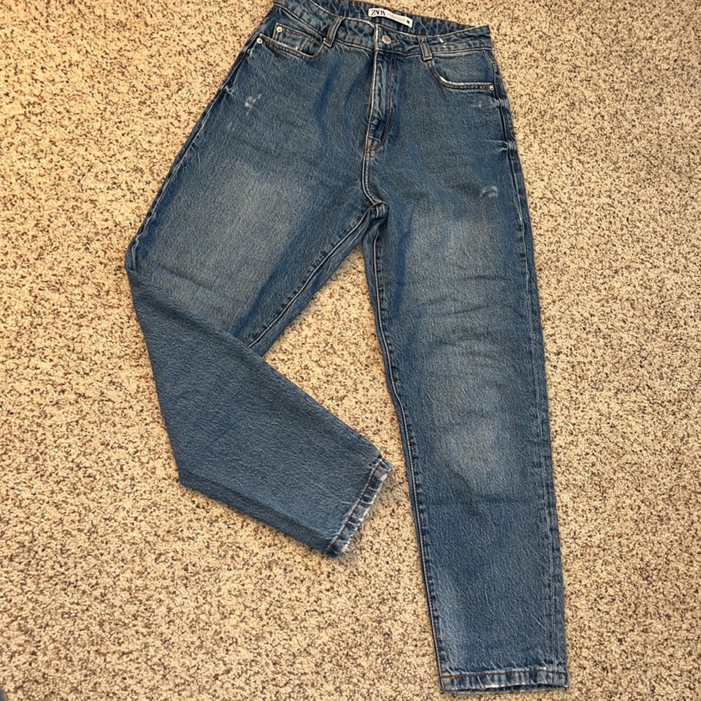 Blue jeans - straight leg cropped